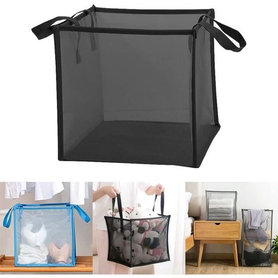 Panier à linge pliable pop-up 3 pièces en maille grise - léger, aéré et