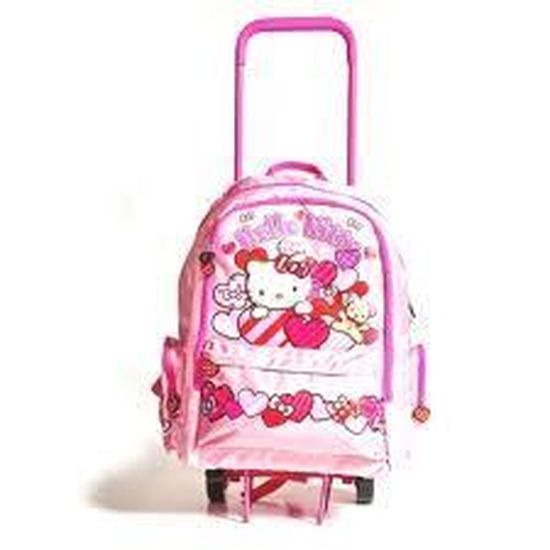 HELLO KITTY - Cartable ?� roulettes 42 cm Rose - Cdiscount