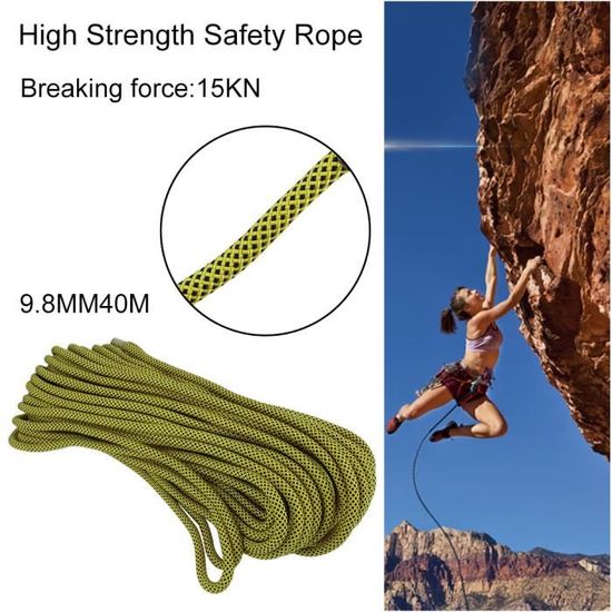 Corde D'Escalade Statique 20m 8mm Avec 2 Mousquetons - Corde De Sécurité Nylon Pour Randonnée Et Camping