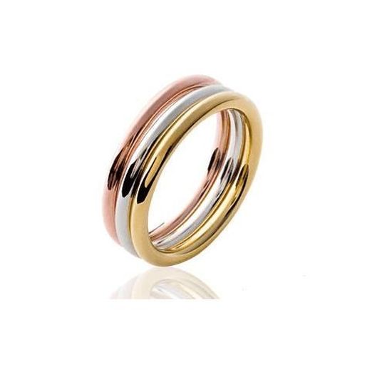 Bague 3 Anneaux Plaqué Or 18 Carats - Taille 48 - Femme - Neuf Avec étiquettes
