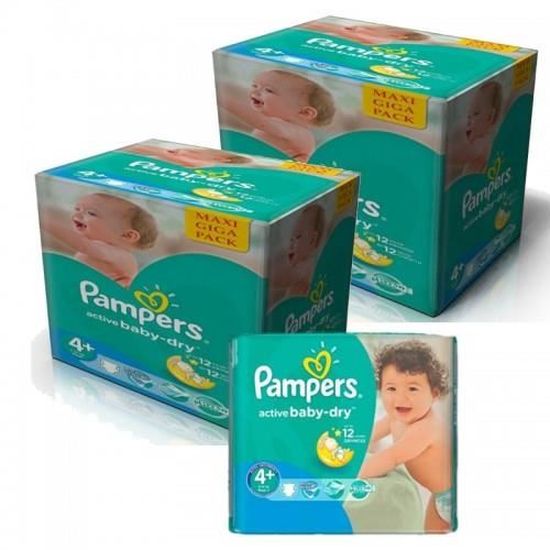 200 Couches Pampers Active Baby Dry taille 4+