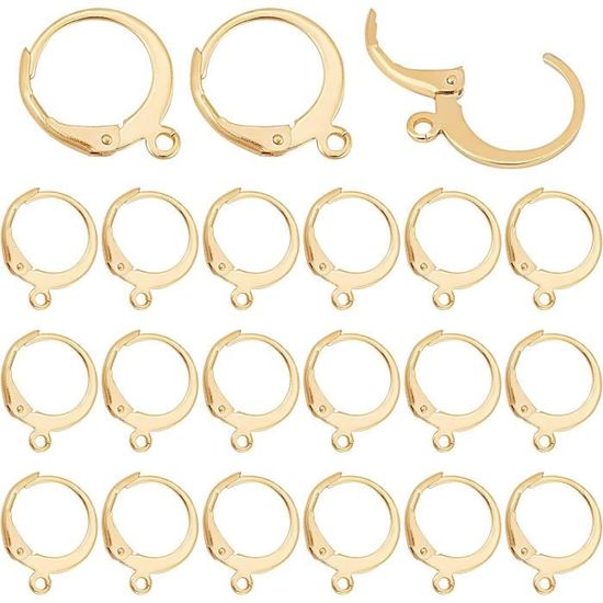 10 Boucles D'oreilles Dormeuses – Grands Crochets Acier Inoxydable Doré 40 Mm