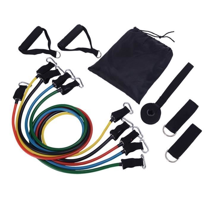 Ensemble de Bande de Résistance Bandes de Fitness Élastiques avec Poignées Ancre de Porte Sangle de Cheville pour Yoga Fitness Sport