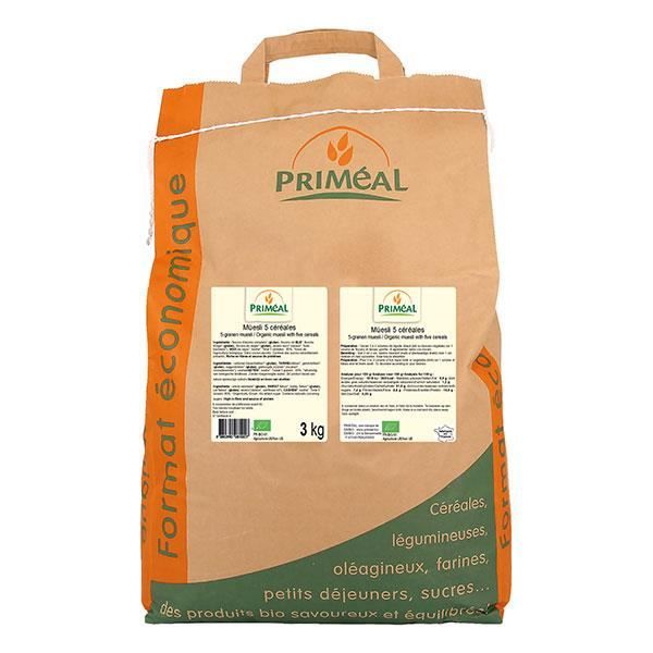 Primeal, Flocons d'avoine gros bio, 3 kg
