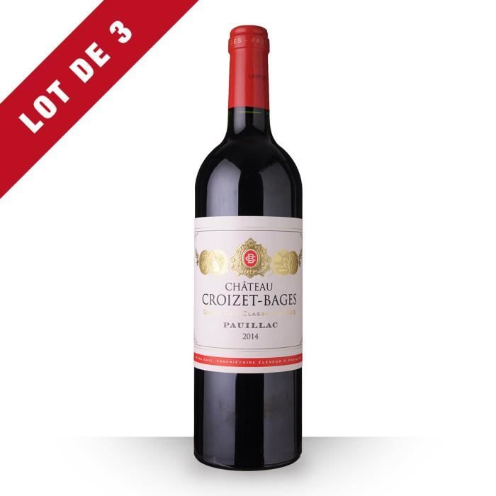 Lot de 3 - Château Croizet-Bages Pauillac Rouge 2014 - 75cl