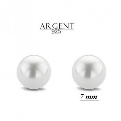Boucles D'oreille Puces Perle de Nacre Argent massif 925