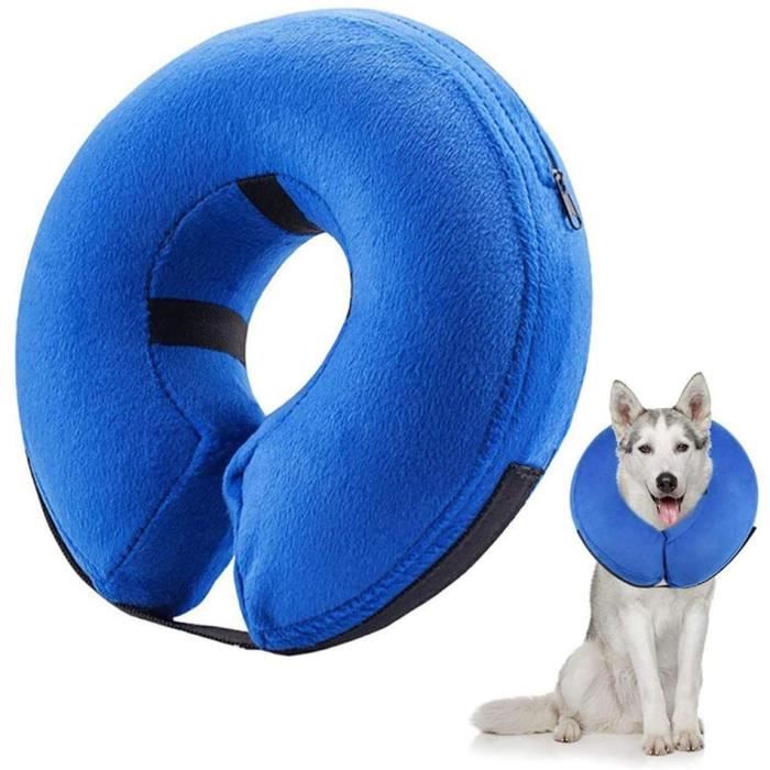 Collier Gonflable de Récupération Collerette de Protection Ajustable Cône de Cicatrisation Confortable pour Chien (S)