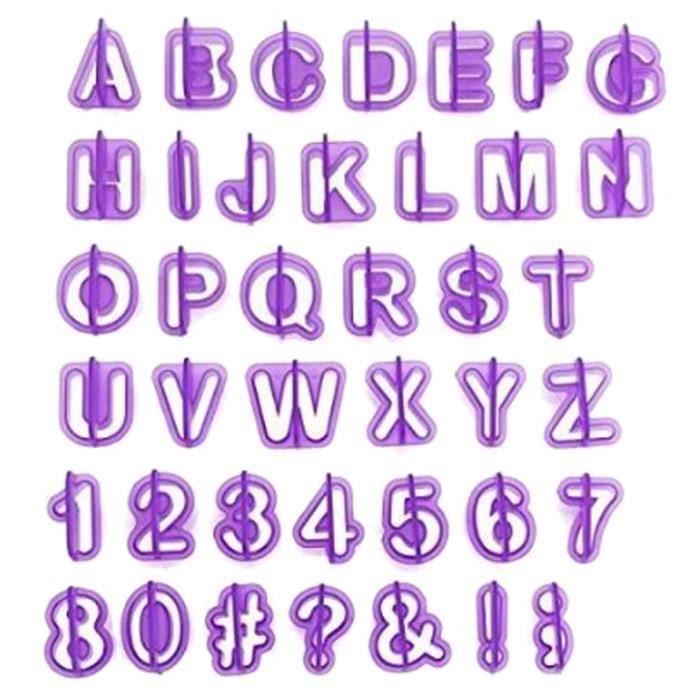 OKPOW Lot de 40PCS d’Emporte-pièces d’Alphabet Chiffres Signes en Pastique pour Pâtisserie Décoration de Gâteau Biscuit Cook Bi14427