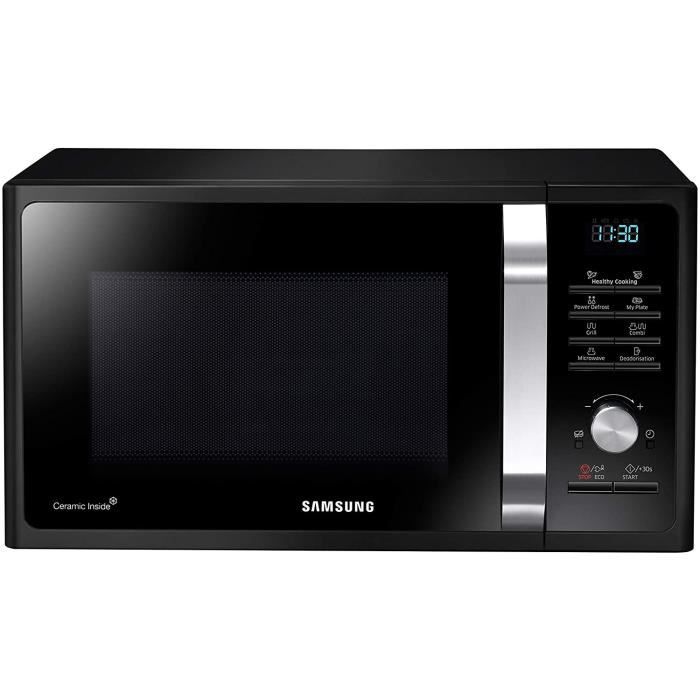 SAMSUNG - MG28F303TAK/EC Micro-ondes avec grill, 900 W/1500 W, 28 litres, 6 niveaux de puissance, intérieur céramique, couleur noire