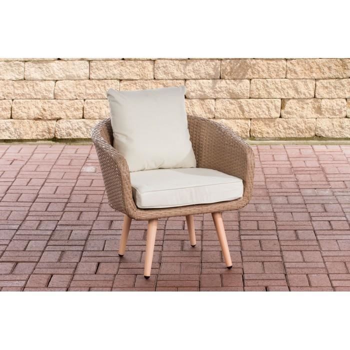 Admirable Fauteuil gamme Singapour plat blanc creme 40 cm (marron clair) couleur le sable