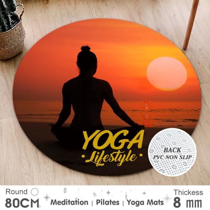 Tapis de sol,Tapis de Yoga antidérapant, Portable, en caoutchouc naturel, sain, imprimé, pour salle de - Type 80X80CM Thick 8 mm -F