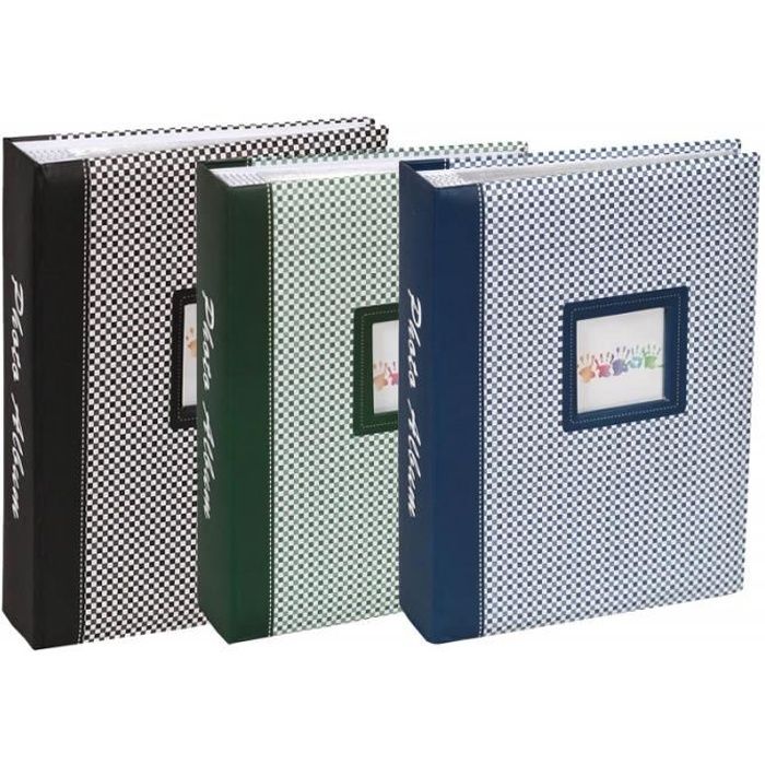 lot de 3 albums photo elements 200 pochettes 10x15 noir vert bleu 10x15 cm Non