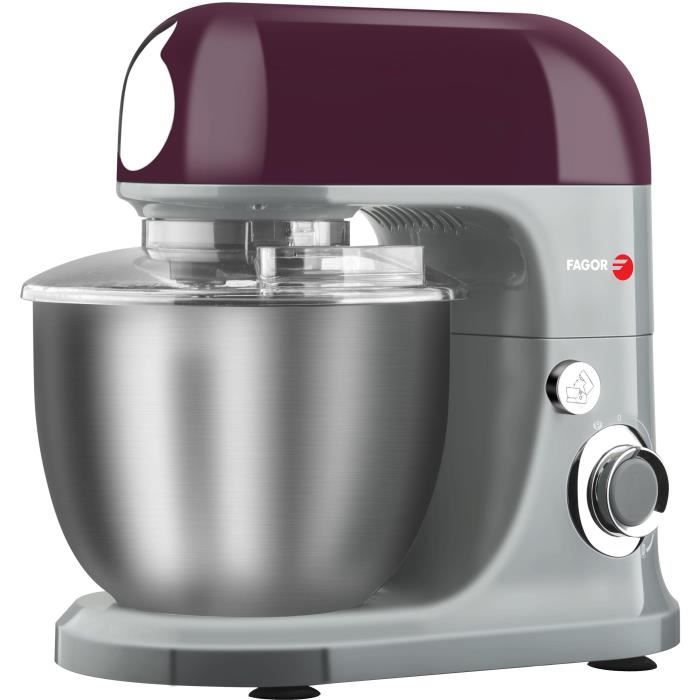 FAGOR FG5907 - Robot Patissier - Bol en inox 5L - 700 W - 6 vitesses - Mouvement planétaire - Kit patisserie - Gris et violet
