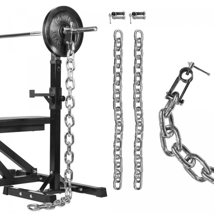 Gorilla Sports - Kit de chaînes de musculation chromées pour des barres olympiques de 51mm - 16KG (2x8KG)