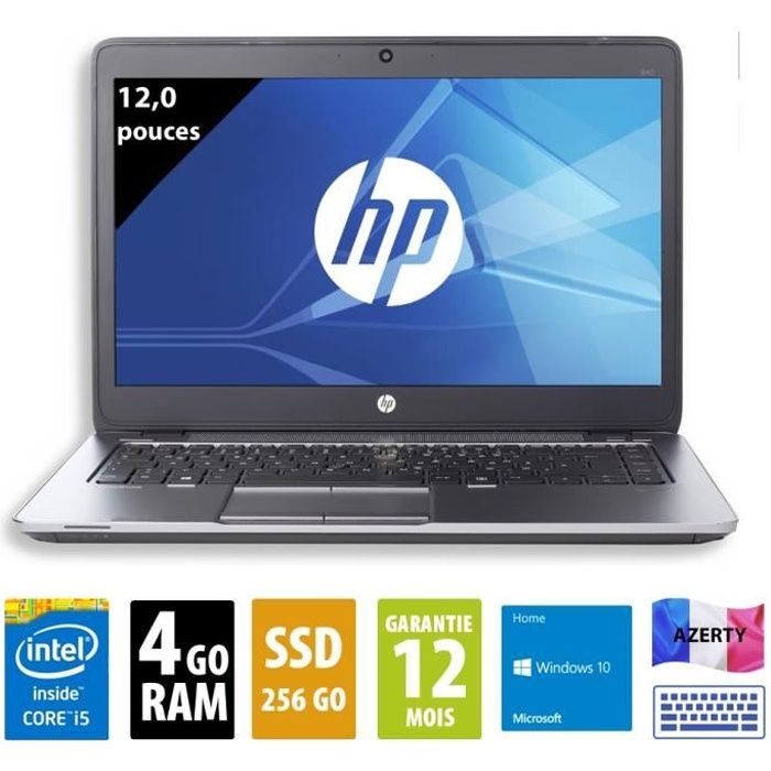 HP Elitebook 820 G1 12 pouces Core i5 4300U 4Go RAM 256Go SSD Windows 10 Home