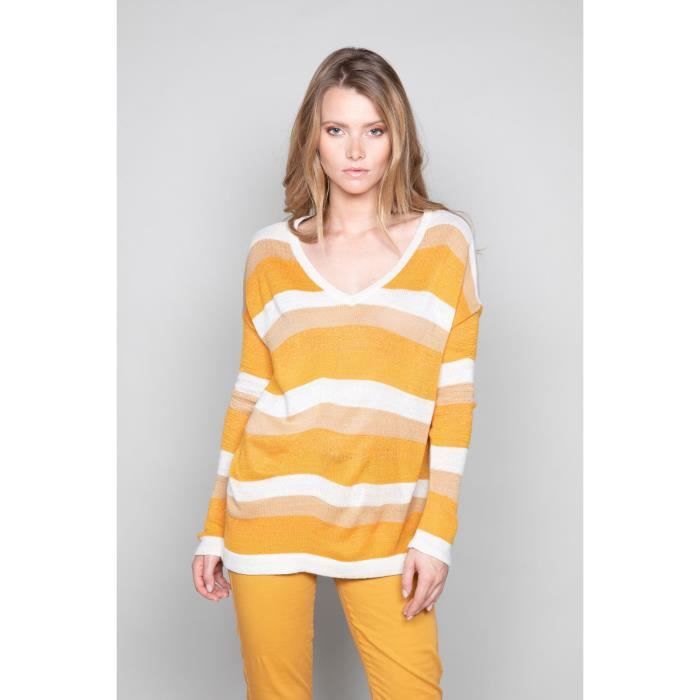 Pull rayé en lurex ANGIE - Couleur - Mustard Lurex, Taille - XS