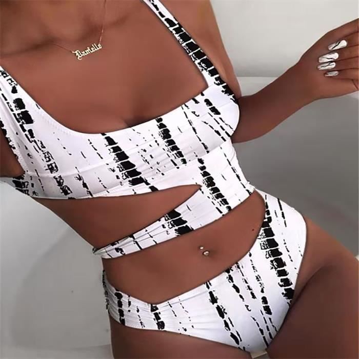 Maillots de bain 1 pièce pour femmes d'été Maillot fendu maillot à rayures