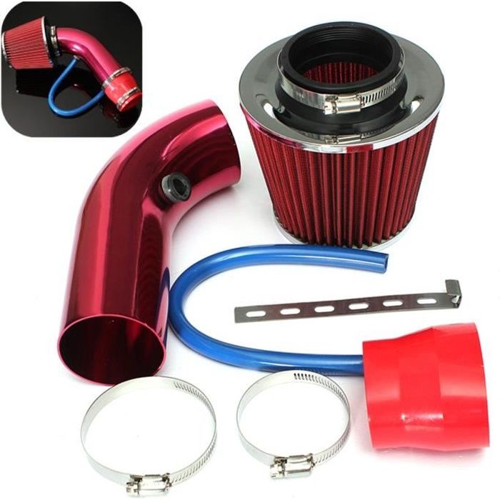 Kits Alumimum Induction Tuyau Admission Entrée D'air Filtre Système Universel Rouge