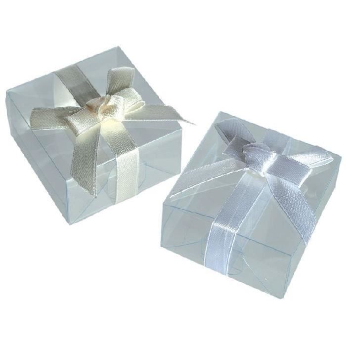 3 Boîtes cadeau avec noeud 5 x 5 cm - 3 couleurs assorties