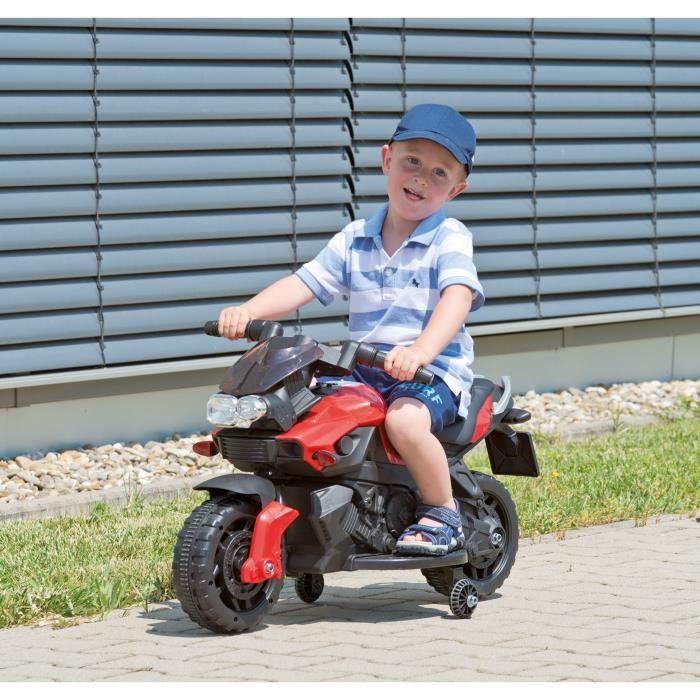 Moto électrique pour enfant avec stabilisateurs et effets sonores EKM-70