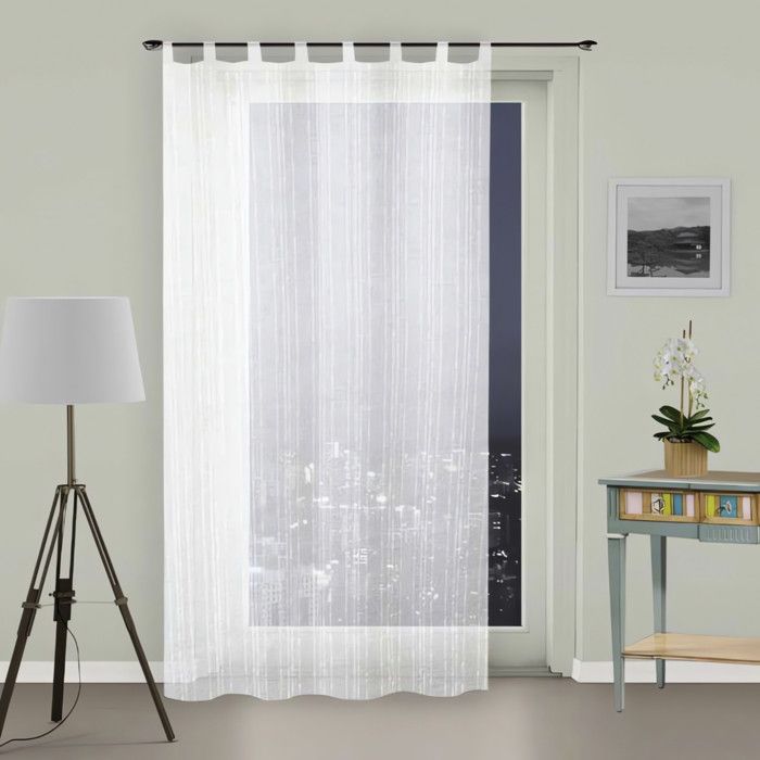 SOLEIL D'OCRE Voilage à pattes Maélis - 135x250 cm - Blanc et gris