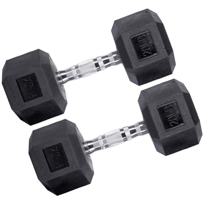 2pcs haltères caoutchouté fixe haltère Fitness hexagonal pour hommes Sport garçon BARRE - HALTERE - POIDS