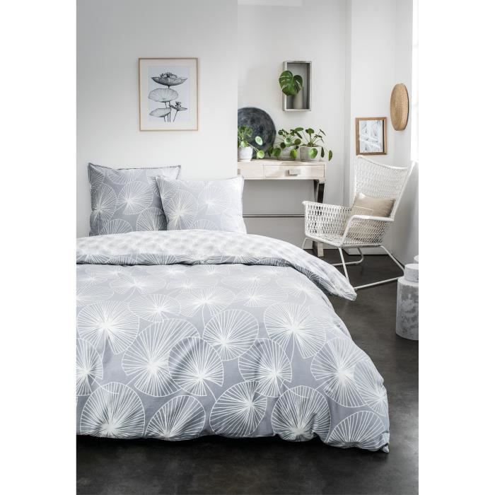 TODAY Parure de lit Mawira 1.18 - 1 housse de couette 240 x 260 cm et 2 taies d'oreiller 63 x 63 cm - 100% coton - Blanc TODAY