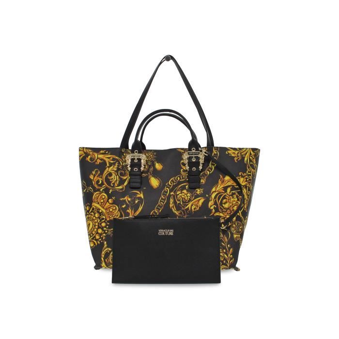 SAC SHOPPING VERSACE JEANS COUTURE BF9 G en saffiano noir jaune Femme