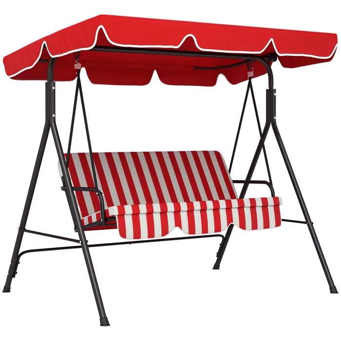 Balancelle de jardin - Outsunny - 172x110x153cm - Acier - rouge