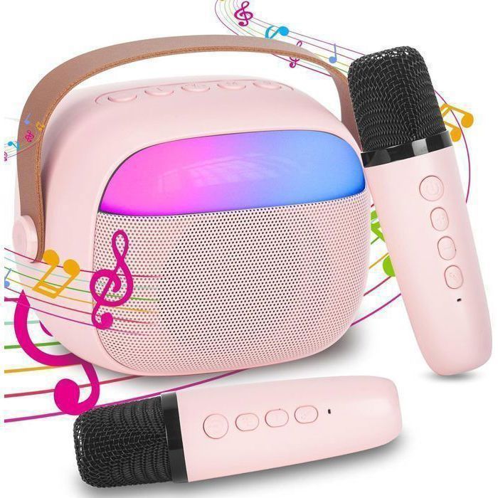 Micro Karaoké Enfant Sans Fil – 2 Micros, Bluetooth, LED, Effets Vocaux, Batterie 1500 MAh