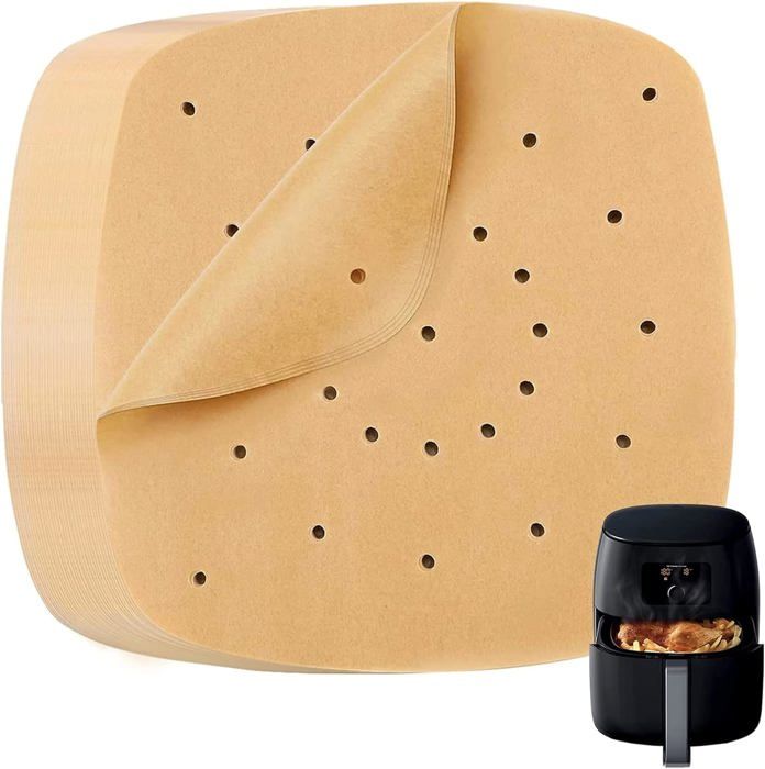 JOSPL Air Fryer Feuilles de Papier 100 Pièces,Papier Cuisson Air Fryer