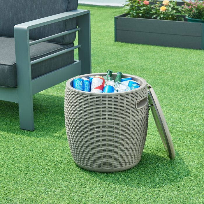 Tabouret de jardin avec glacière Avetrana Avetrana 44 x 40 cm marron clair