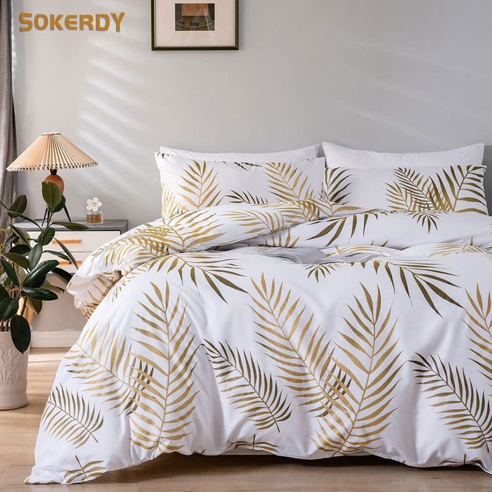 Housse De Couette 240x260cm + 2 Taies Microfibre - Infroissable, Lavage 40° - Bleu Ginko