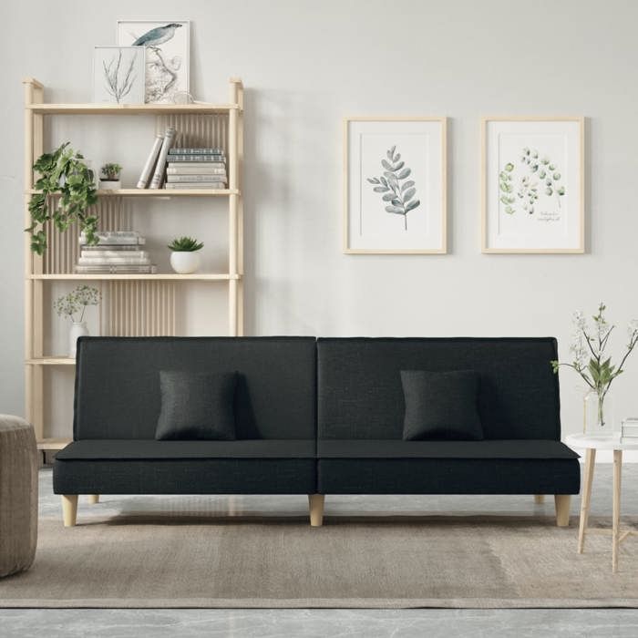 SALE Canapé-litFauteuil long - SUIKUN - Lit de sofa noir tissu @EU(61434)