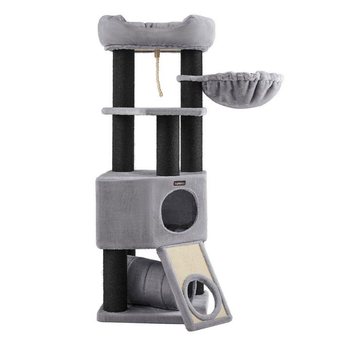 Meilleurs prix pour Arbre à chat - HELLOSHOP26 - 50 x 50 x 141 cm - Grotte spacieuse - Hamac relaxant - Sisal noir