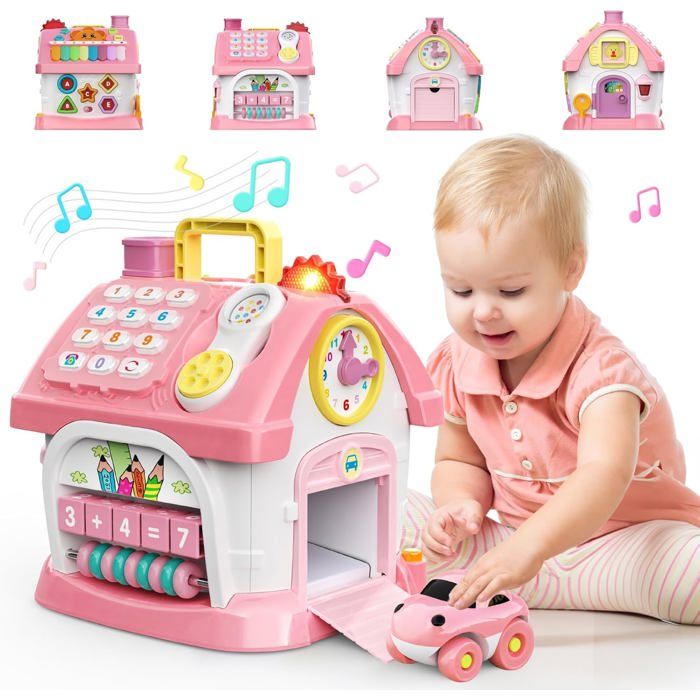 Maison multifonctionnelle MARSEE 6 en 1 avec musique Jouet éducatif pour filles de 1 à 2 ans
