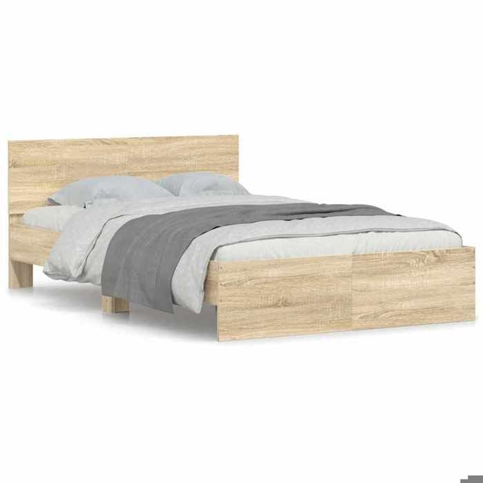 BESTLit Adulte/Sommier à lattes Brun Cadre de lit - sans matelas - chêne sonoma 120 x 200 cm Nov273819