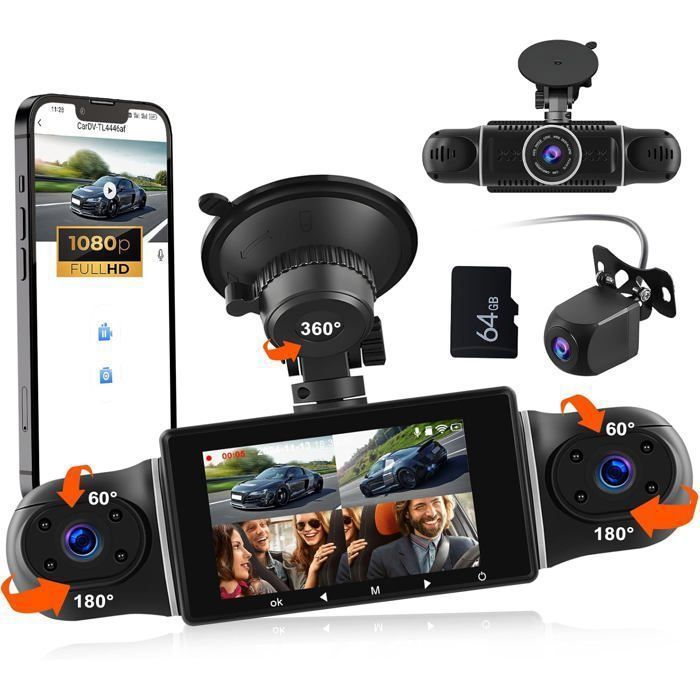 Caméra DVR De Voiture 3 Caméras Full HD 1080P Caméra DVR De Voiture 4,0