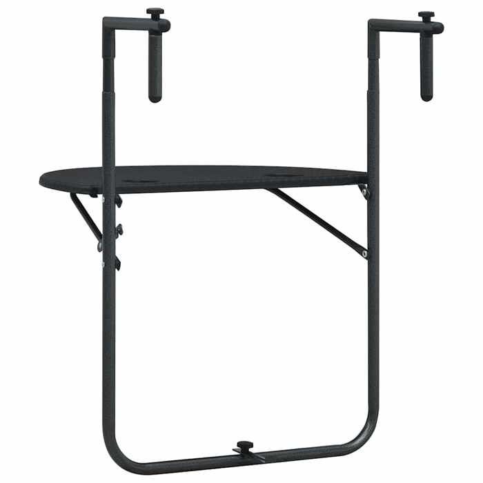 Table de balcon en plastique aspect rotin - WIENS - 60x64x83 5 cm - Noir - Hauteur réglable - Pliable