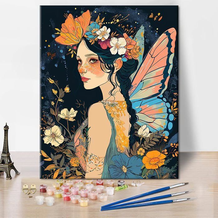 Mini Peinture par Numéros 20x20cm avec cadre Plante grasse – Figured'Art