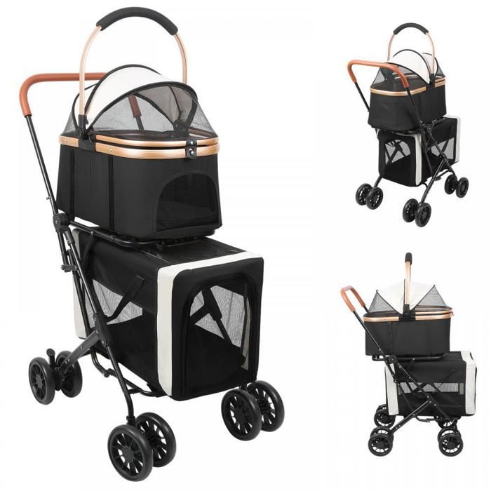Comparer les prix de MIPAN.Poussette Pour Chat XXL Double - 97x 58x 46 cm - Poussette Pour Chien De 15 Kg - Poussette Pour Petit Animaux - Noir