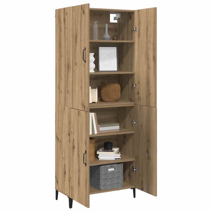 SOLDES DHIVER®Buffet bahut Placard de rangement - Beige Haut Armoire 2 pcs - chêne artisanal - bois dingénierie - 21797