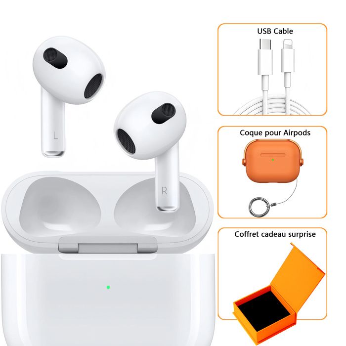Apple AirPods (3e génération) avec Boîtier de charge Lightning - Blanc - CASQUE - ECOUTEURS Reconditionné - Apple reconditionné disponible sur Cdiscount Seconde Vie