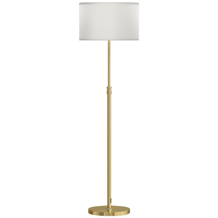 Lampe de sol réglable - Hauteur 133-168 cm - Abat-jour en tissu - Pied en métal - Luminosité ajustable - Télécommande