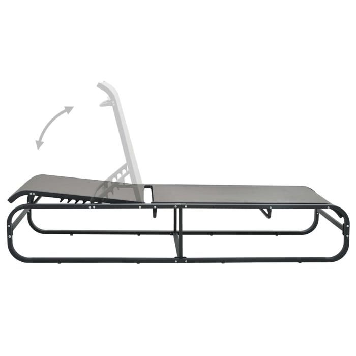 （SOLDES Dété）Chaise longue de jardin 1 pcSHIELD Fauteuil long de piscinearrière-cour Aluminium et textilène 200x65x36cm 6264674