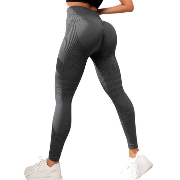 Leggings Femme Push Up Anti-Cellulite Butt Lift Legging de Sport Taille Haute Slim Fit Pantalon De Yoga pour Femmes Gris Foncé Gris