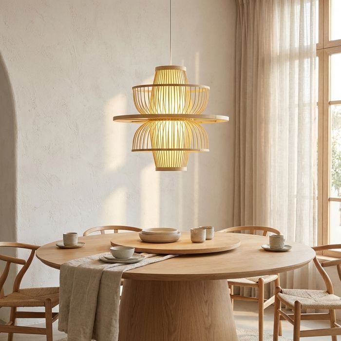 Lampe Suspendue en Osier Ø45 cm Fabriquée à la Main Style Oriental avec Abat-jour en Bambou en Forme de Fleur de Lotus E27 Lampe Suspendue en Osier Ø45 cm Fabriquée à la Main Style Oriental avec Abat-jour en Bambou en Forme de Fleur de Lotus E27