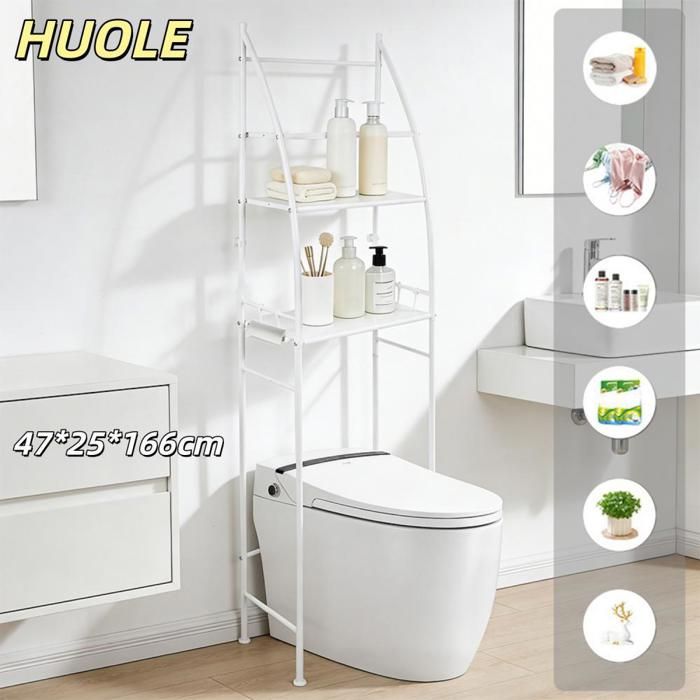 Support de WC en forme de voilier étagère de salle de bain en tubes métalliques Blanc.