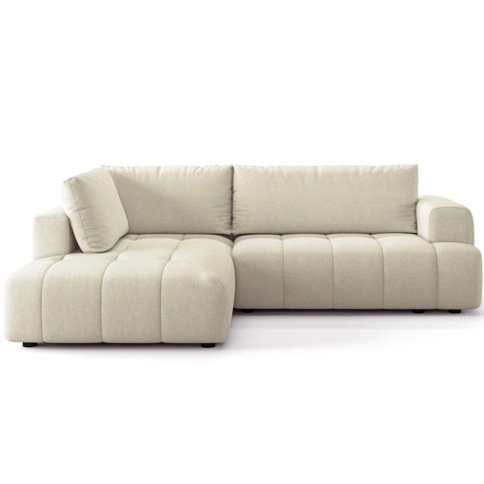 Canapé dangle gauche convertible 4 places en tissu chenille beige - ouverture rapide - Brera