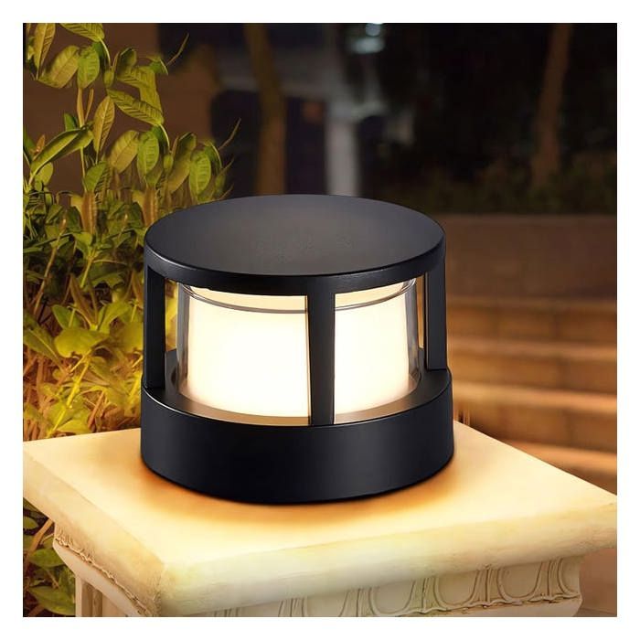 Lampe de Jardin Cylindrique 10cm – Colonne LED 12W Blanc Chaud IP65 Étanche pour Allée Cour Terrasse